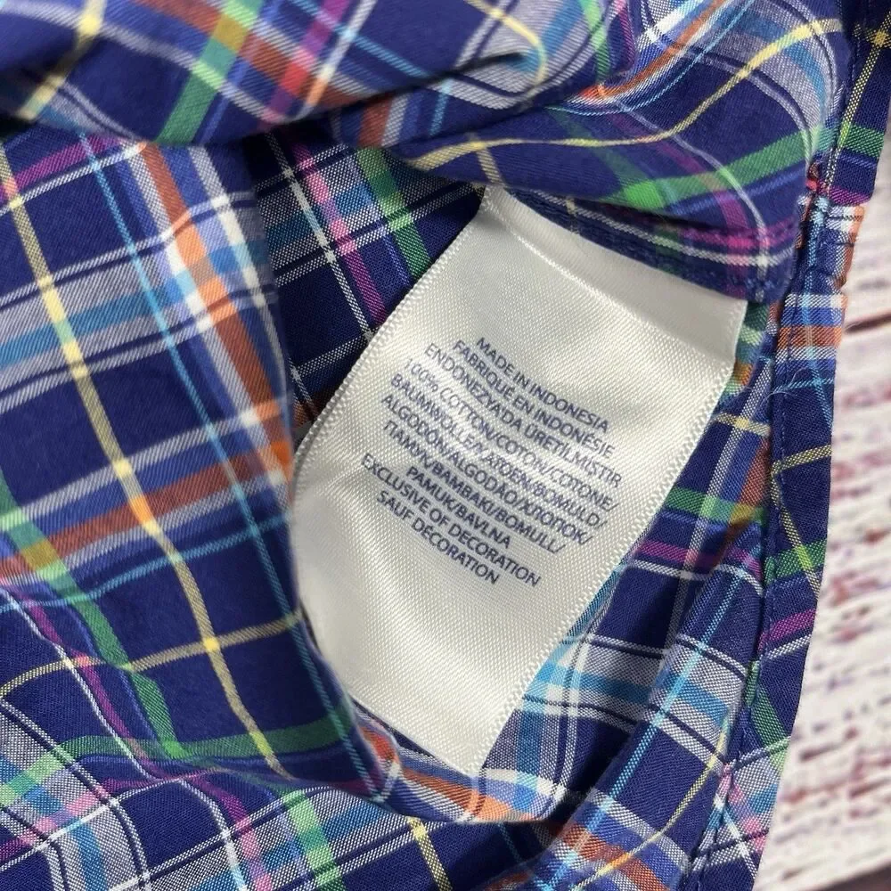 Ralph Lauren Shirt Toddler 3T Blue Green Pink Multi Long Sleeve Button Down Pony
